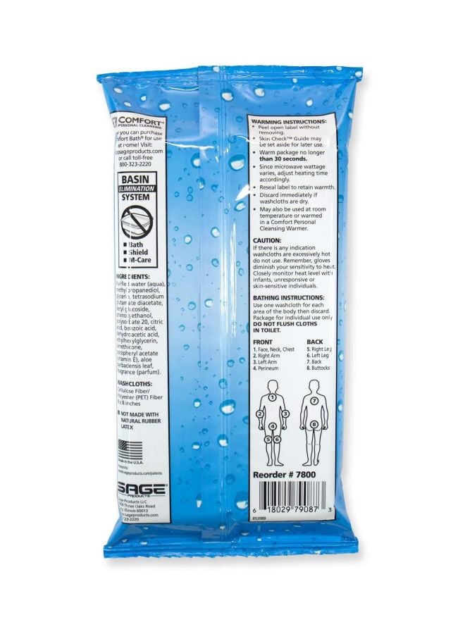 Sage مناديل الاستحمام الأساسية - 1 عبوة، 8 مناديل - بدون شطف، خالية من العطور، مناديل استحمام فائقة النعومة والسماكة - Image 3