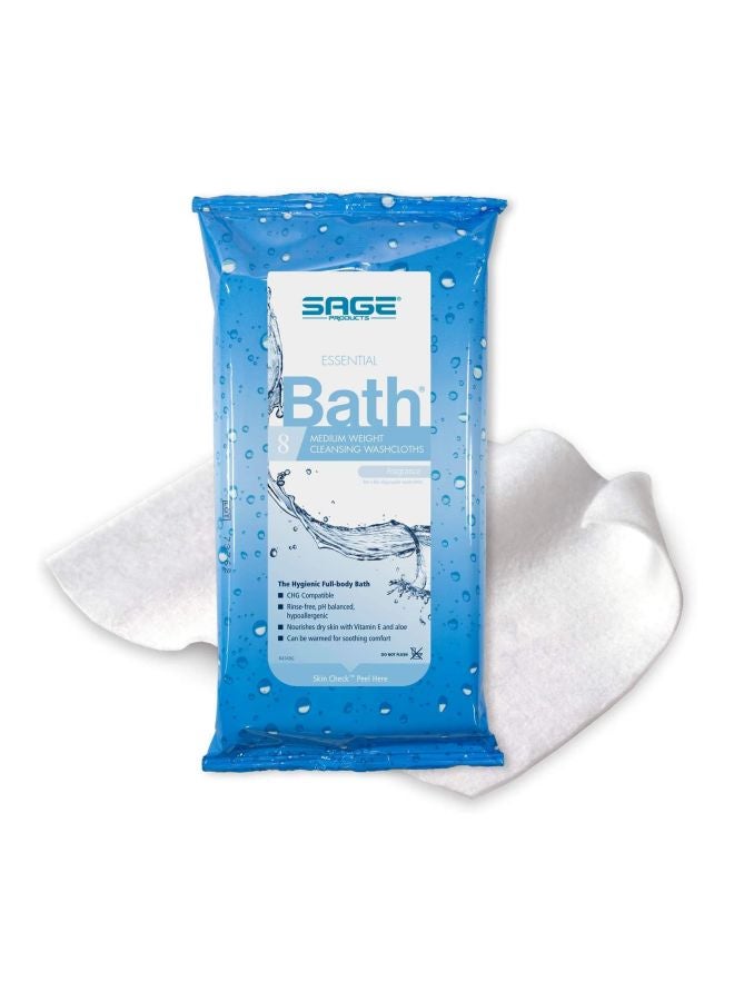 Sage مناديل الاستحمام الأساسية - 1 عبوة، 8 مناديل - بدون شطف، خالية من العطور، مناديل استحمام فائقة النعومة والسماكة - Image 4