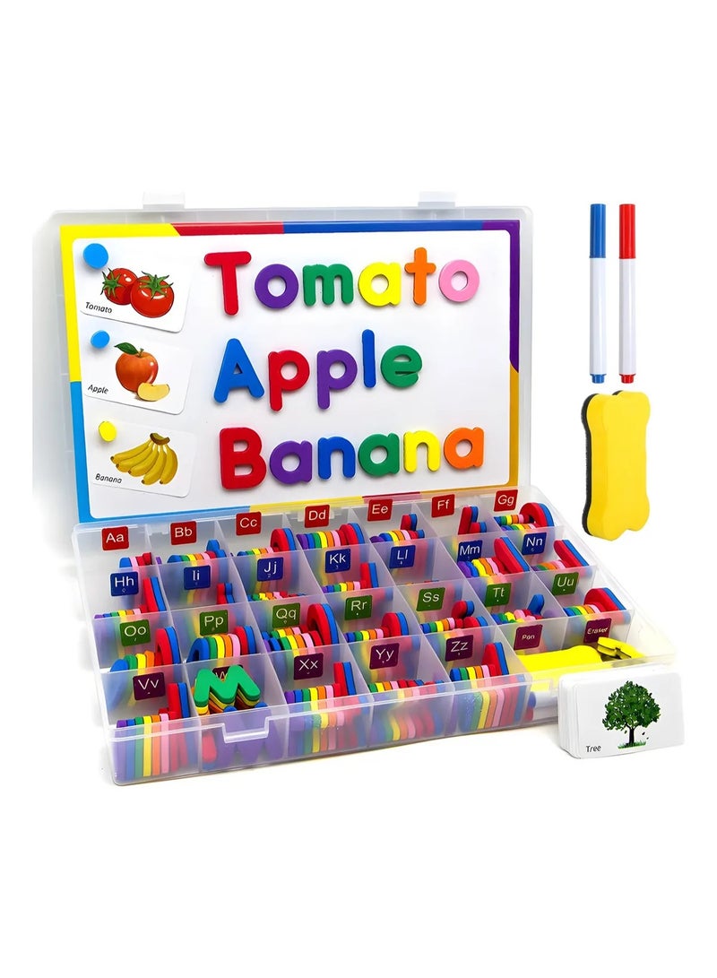 unikbebe 234 PCS Magnetic Alphabet Letter Set Toys with Storage Box, Montessori Educational Toy with Uppercase & Lowercase Letters, Double-Sided Magnetic Whiteboard + 40 Cards, STEM Early Development Spelling Learning Magnets for Kids, Toddlers & Preschool Classroom - Image 2