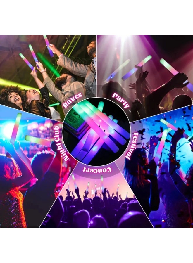 10-Pack RGB LED Glow Foam Sticks, Colorful Cheer Tube Party Supplies - Image 4