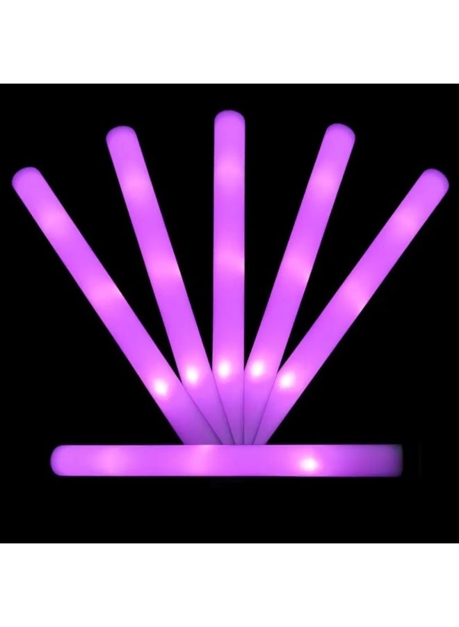 10-Pack RGB LED Glow Foam Sticks, Colorful Cheer Tube Party Supplies - Image 1