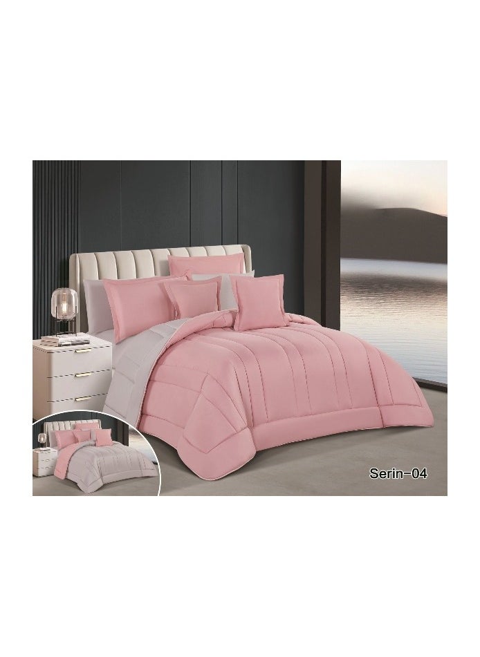 Brides Plain double-sided mattress, 2 x 1, two sides, 8 pieces, quilt, size 240 x 260 cm, pink/gray  - Image 1