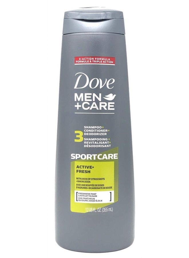 Dove Men+Care 2-in-1 Shampoo and Conditioner, Sportcare Active Fresh, 12 oz (Pack of 2)