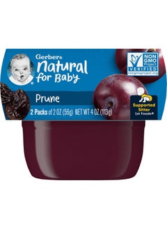 Gerber 1st Foods Baby Food, Prune Puree, Natural & Non-GMO, 2 Ounce Tubs, 2-Pack (Pack of 8)