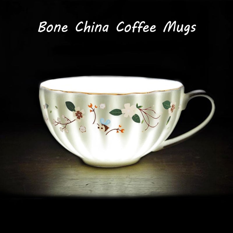BigNoseDeer Gifts for Women Porcelain Tea cups and Saucers,Art Latte Cup, Cappuccino Cup,Cute Coffee Mug Set Bee Decor christmas Gifts - Image 2