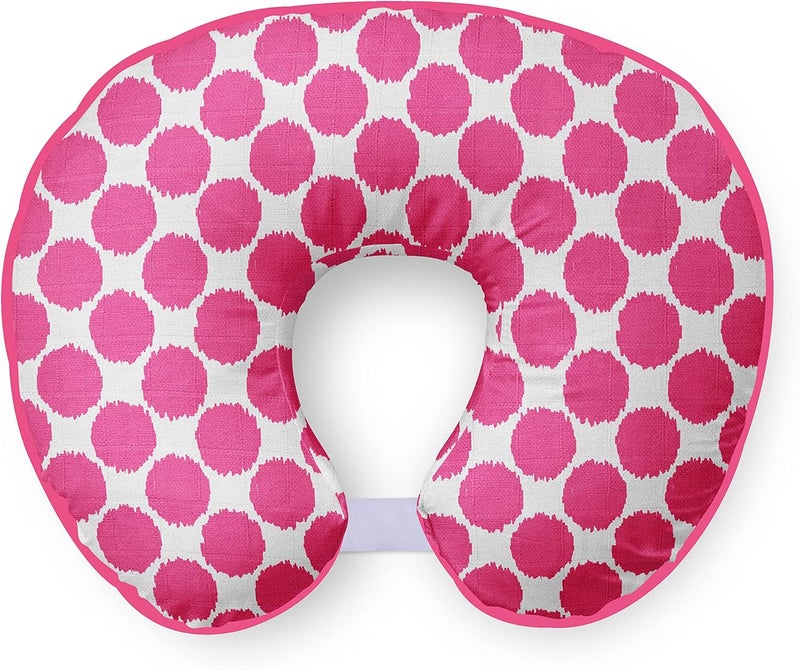 Bacati Ikat Dots Muslin Fabric Nursing Pillow Cover Only Bright Pink - Image 1