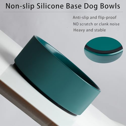Kitwinney Large Dog Bowls, Non Slip Heavy Ceramic Dog Food and Water Bowl with Silicone Base, 8" Pet Feeding Bowl for Small, Medium, and Big Dogs (Green, 8 Inches) - Image 3