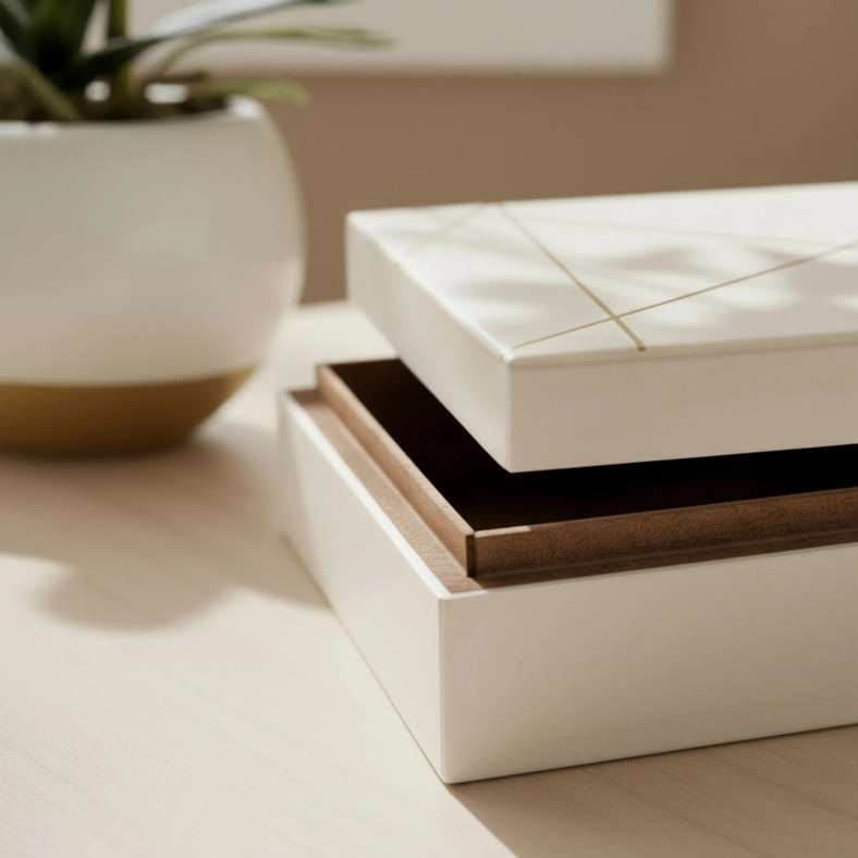 Pan Home صندوق ديكور آريا من الراتنج - أبيض - Image 2