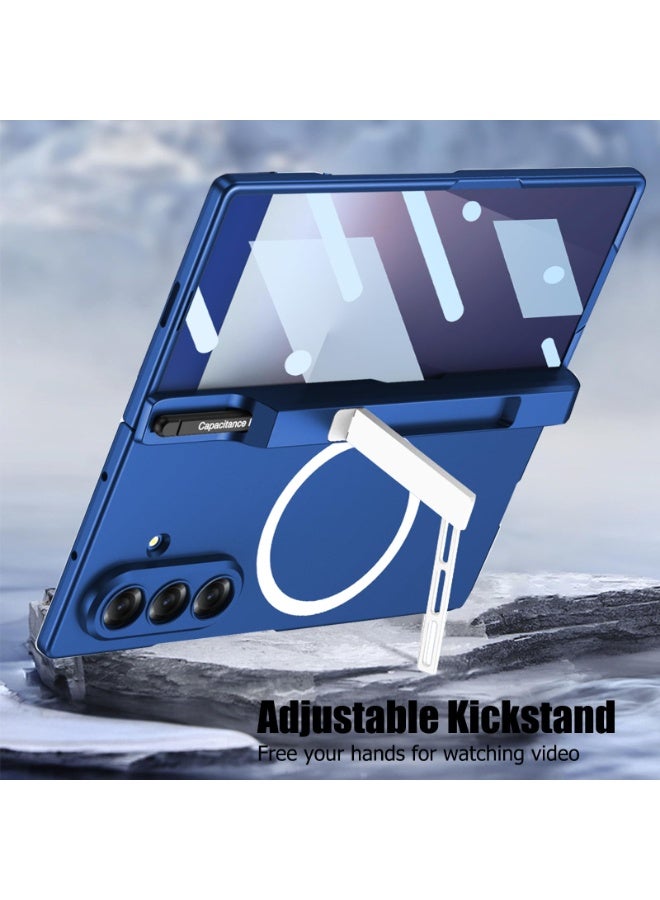 Samsung Galaxy Z Fold 7 Magnetic Case with Kickstand  Screen Protector  Magnetic Hinge  Pen Holder, 【Support Wireless Charging】 Shockproof Hard PC Cover - Image 4