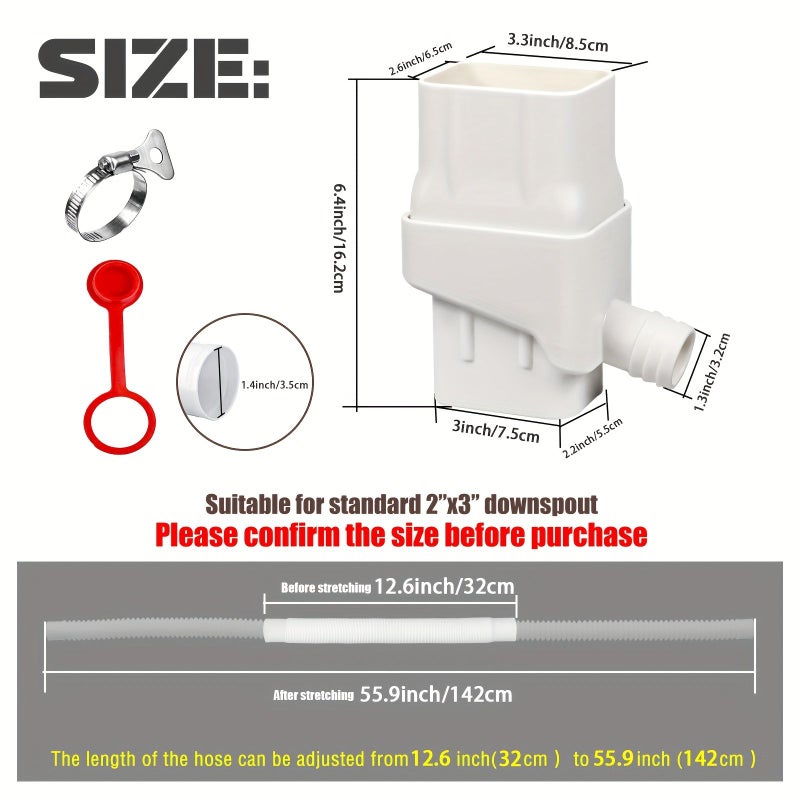 Rainwater Diverter Kit for Downspouts Brown Easy Flexible Hose Drainage System - Image 5