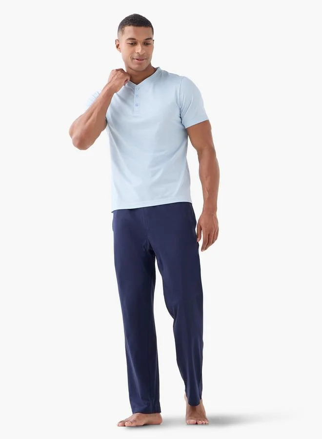 FAV Henley Collar T-shirt and Pyjama Set