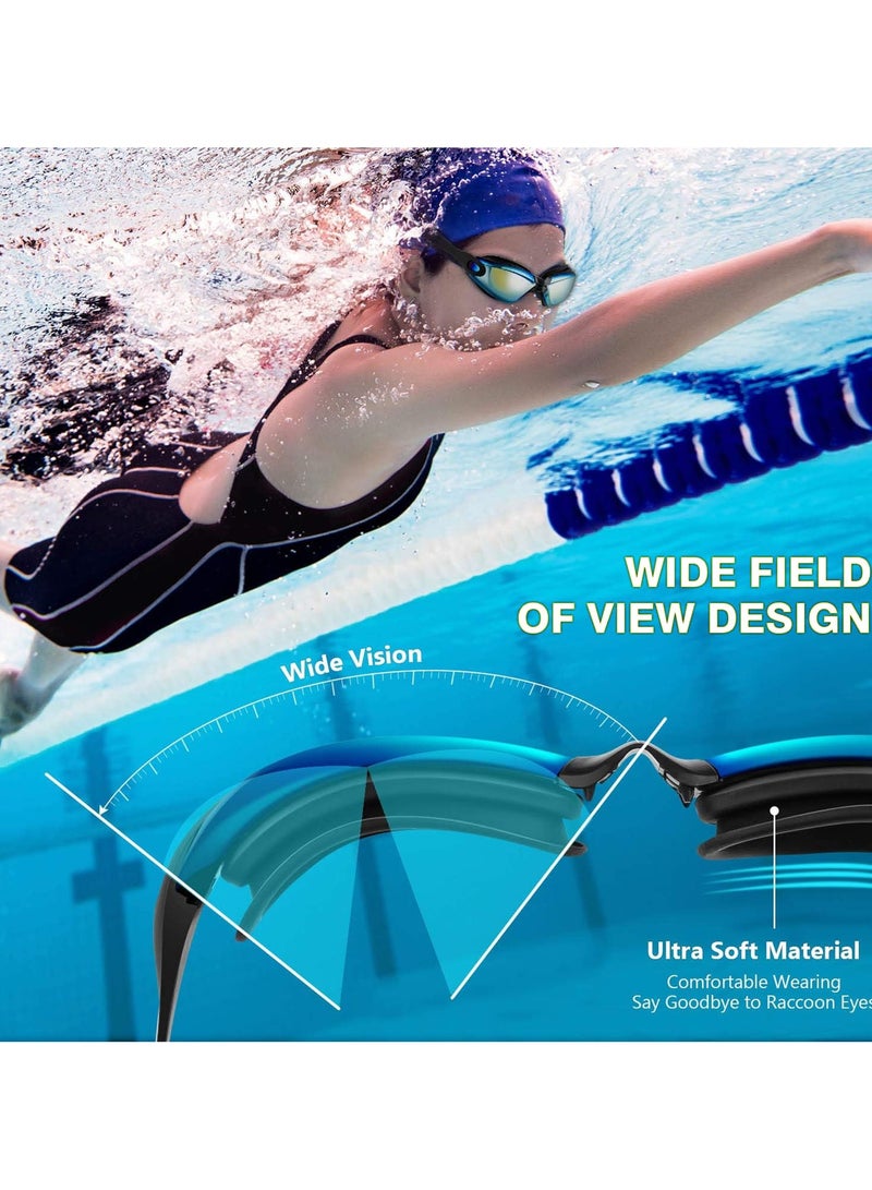 ToolHouse Adult Swimming Goggle Set, Waterproof Anti-fog Swimming Goggles with Silicone Swimming Cap, Ear Plugs and Nose Clips for Men and Women - Image 3