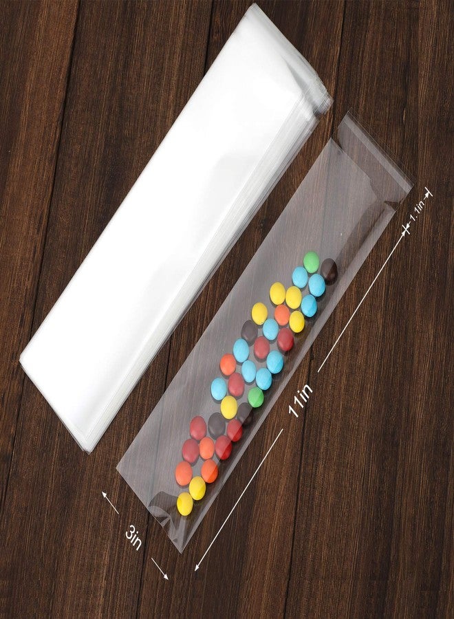NObranded 200 pcs Clear 3" x 11" Long Self Seal Cello Cellophane Bags Resealable Poly Bags 2.8 mils for Bakery Cookies Candles Christmas Halloween Party Decorative Pretzel Sticks - Image 3