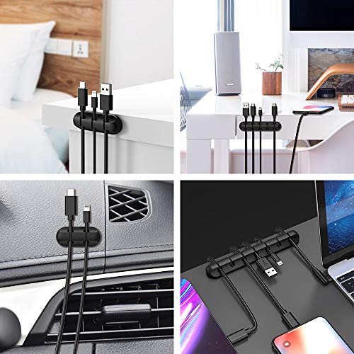 INCHOR Cord Organizer, Cable Clips Cord Holder, Cable Management USB Cable Power Wire Cord Clips, 2 Packs Cable Organizers for Car Home and Office (5, 3 Slots) - Image 4