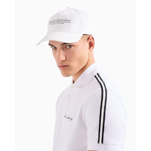 Armani Exchange Men's Milano/New York Logo Baseball Hat, White, One Size - Image 4