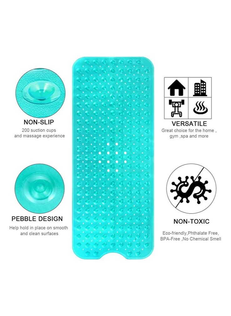 MahMir Non-Slip Bath Tub Shower Mat with Suction Cups and Drain Holes, 40 x 16 inch ( Green )  - Image 2