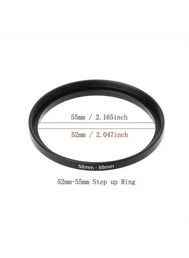 Black 9 Pcs Camera Lens Filter Adapter Ring Set 37mm to 82mm Metal Step Up Rings - Image 1