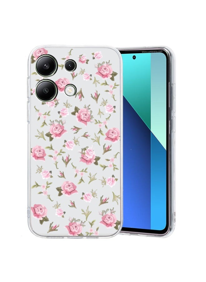 جراب شفاف من مادة TPU بنمط رسم ملون لهاتف Xiaomi Redmi 13 4G (زهري زهري) - Image 1