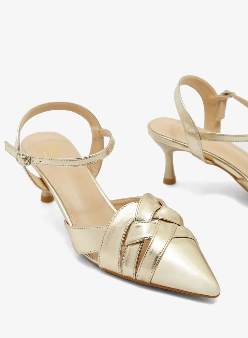 Ella  Interwoven Design Ankle Strap Pointed Pump for Women | Best Price UAE