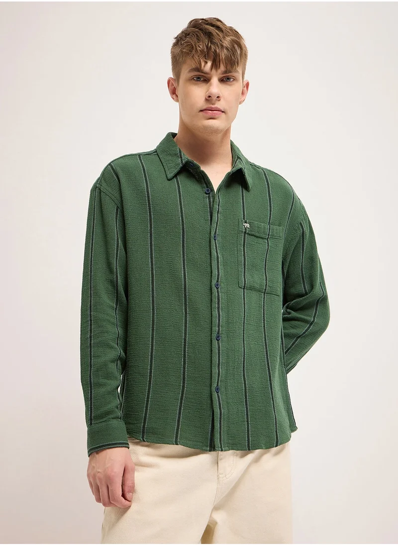 THE BEAR HOUSE Cotton Shirt for Men | Slim Fit, Long Sleeve, Casual or Formal Button-Down | Soft, Breathable Fabric for Work, Everyday, & All-Season Wear in Stylish
