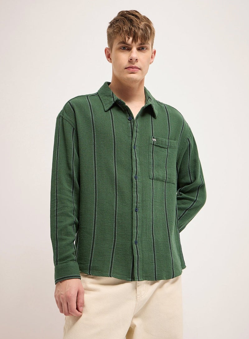 THE BEAR HOUSE Cotton Shirt for Men | Slim Fit, Long Sleeve, Casual or Formal Button-Down | Soft, Breathable Fabric for Work, Everyday, & All-Season Wear in Stylish - Image 1