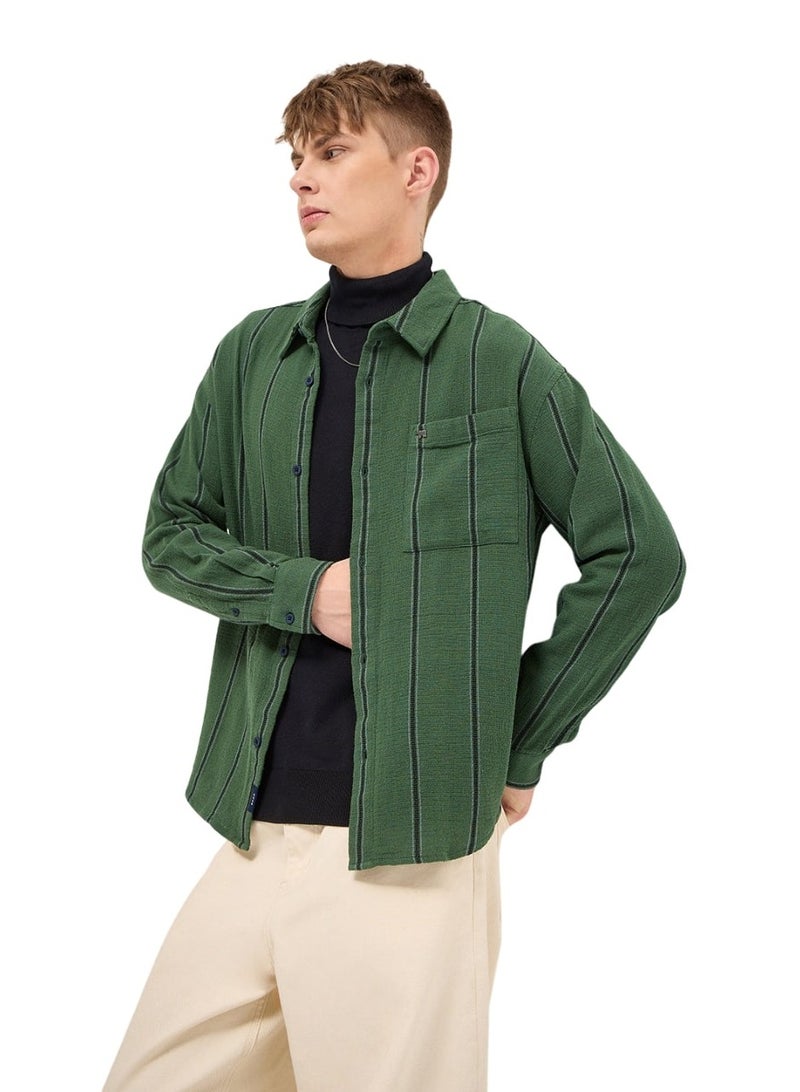 THE BEAR HOUSE Cotton Shirt for Men | Slim Fit, Long Sleeve, Casual or Formal Button-Down | Soft, Breathable Fabric for Work, Everyday, & All-Season Wear in Stylish - Image 3