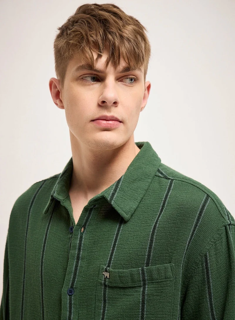 THE BEAR HOUSE  Cotton Shirt for Men | Slim Fit, Long Sleeve, Casual or Formal Button-Down | Soft, Breathable Fabric for Work, Everyday, & All-Season Wear in Stylish for Men | Best Price UAE