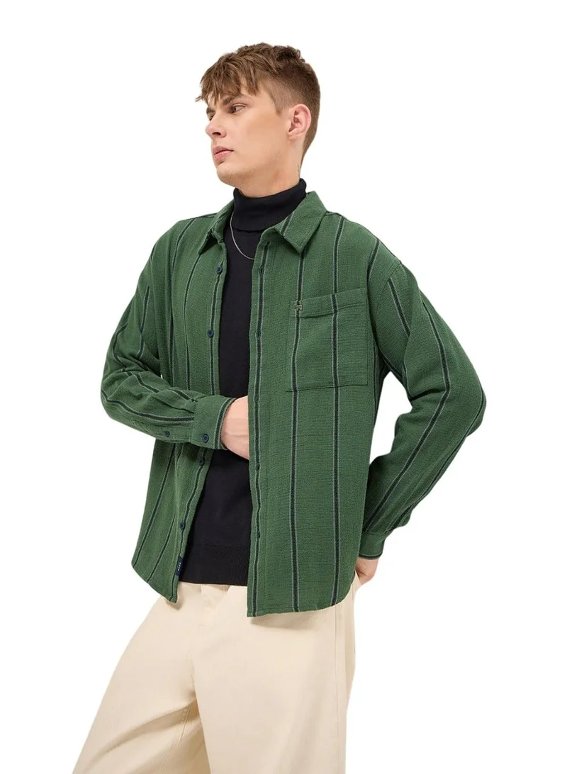 THE BEAR HOUSE  Cotton Shirt for Men | Slim Fit, Long Sleeve, Casual or Formal Button-Down | Soft, Breathable Fabric for Work, Everyday, & All-Season Wear in Stylish for Men | Best Price UAE