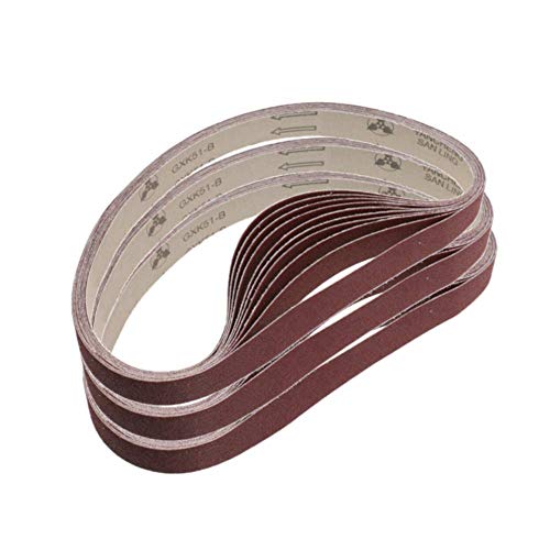 Zivisk 1 Inch x 30 Inch Sanding Belts, 15 Pack Aluminum Oxide, 3 Each of 320/400/600/800/1000 Grits, Dark Red, For Woodworking, Metal Polishing - Image 1