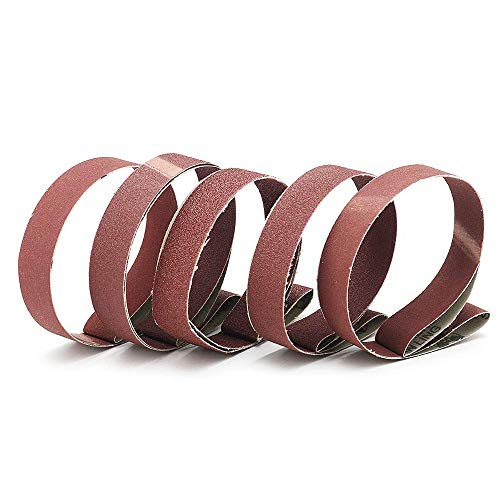 Zivisk 1 Inch x 30 Inch Sanding Belts, 15 Pack Aluminum Oxide, 3 Each of 320/400/600/800/1000 Grits, Dark Red, For Woodworking, Metal Polishing - Image 2