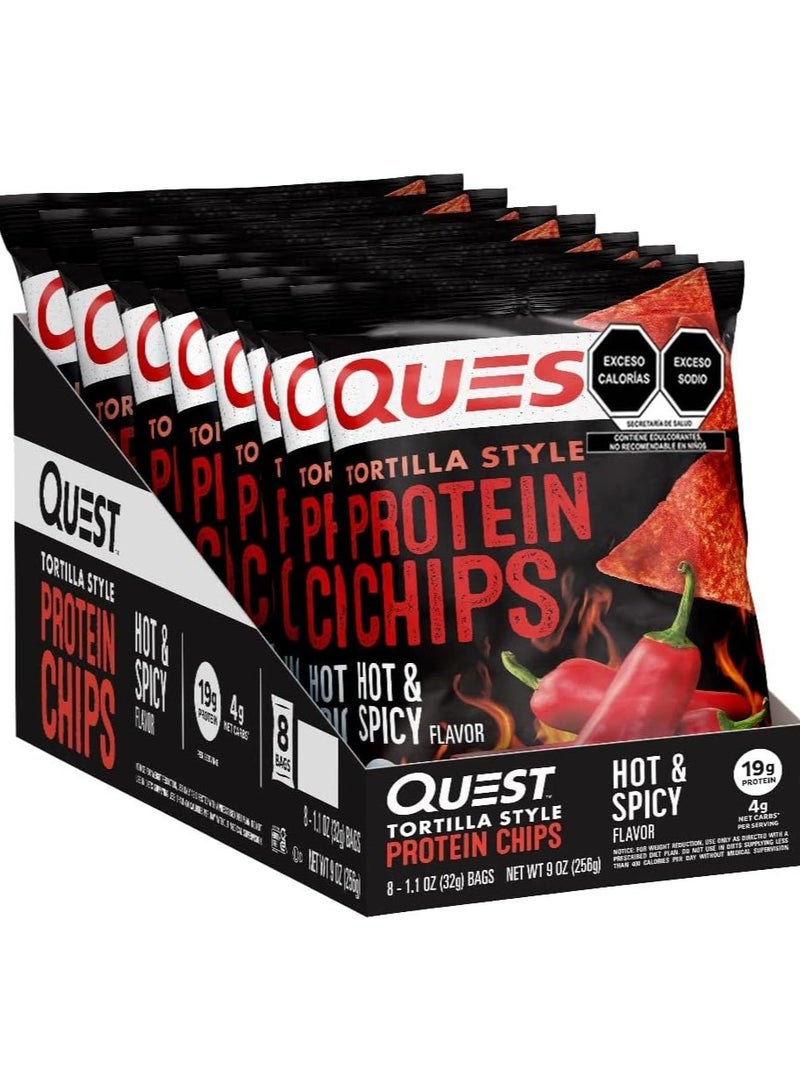 Quest Tortilla Style Protein Chips Hot & Spicy  (Pack of 8) - Image 1