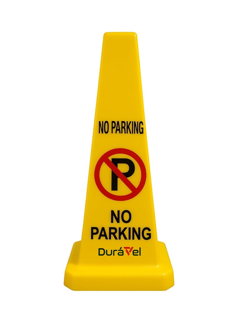 Duravel Duravel No Parking Safety Cone, Yellow Traffic Cone with Warning Symbol, Heavy-Duty Construction, High-Visibility, durable Safety Parking Sign Board with 4 Side View  - Image 1