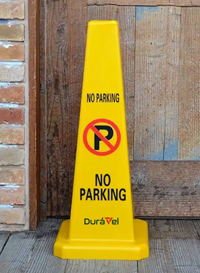 Duravel Duravel No Parking Safety Cone, Yellow Traffic Cone with Warning Symbol, Heavy-Duty Construction, High-Visibility, durable Safety Parking Sign Board with 4 Side View  - Image 4