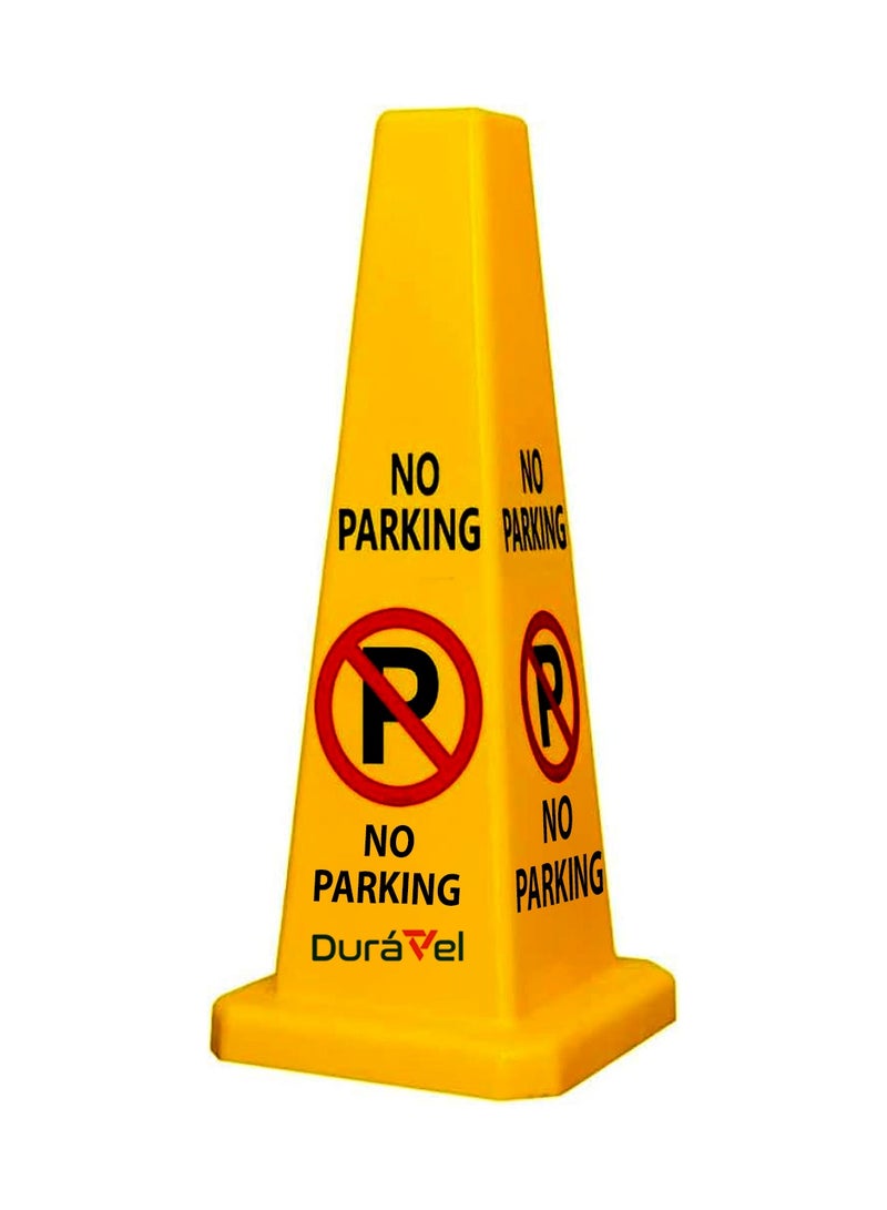 Duravel Duravel No Parking Safety Cone, Yellow Traffic Cone with Warning Symbol, Heavy-Duty Construction, High-Visibility, durable Safety Parking Sign Board with 4 Side View  - Image 2