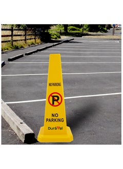 Duravel Duravel No Parking Safety Cone, Yellow Traffic Cone with Warning Symbol, Heavy-Duty Construction, High-Visibility, durable Safety Parking Sign Board with 4 Side View  - Image 5