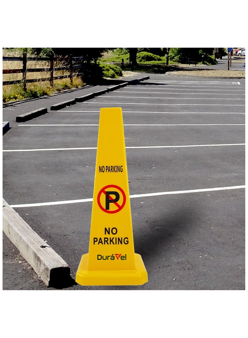Duravel Duravel No Parking Safety Cone, Yellow Traffic Cone with Warning Symbol, Heavy-Duty Construction, High-Visibility, durable Safety Parking Sign Board with 4 Side View  - Image 5