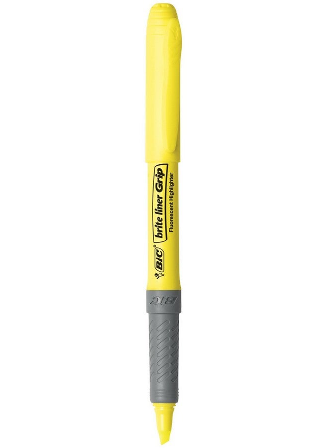 Bic BIC Brite Liner Grip Highlighter, Chisel Tip, Yellow, 5-Count (GBLP51-Ylw)  - Image 2