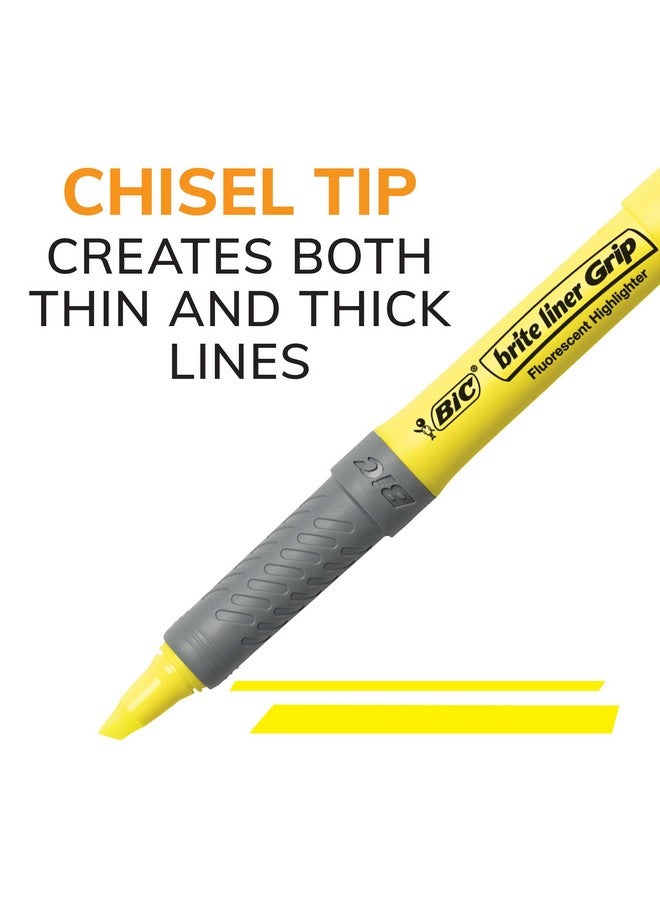 Bic BIC Brite Liner Grip Highlighter, Chisel Tip, Yellow, 5-Count (GBLP51-Ylw)  - Image 3