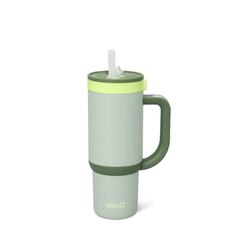 Ello Oasis 18oz Stainless Steel Kids Tumbler with Handle  Retracting Straw 100 Leakproof DoubleWall Vacuum Insulated Kids Water Bottle for School BPA Free Dishwasher Safe Avocado