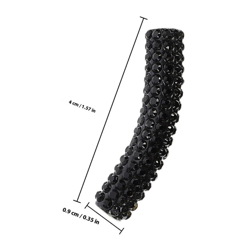 STOBAZA Rhinestone Black Metal Tube Spacer Beads 6pcs 40mm For Jewelry Making - Image 3