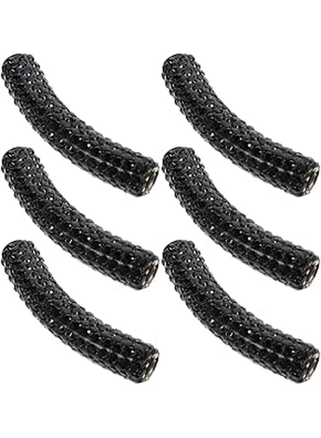 STOBAZA Rhinestone Black Metal Tube Spacer Beads 6pcs 40mm For Jewelry Making - Image 1