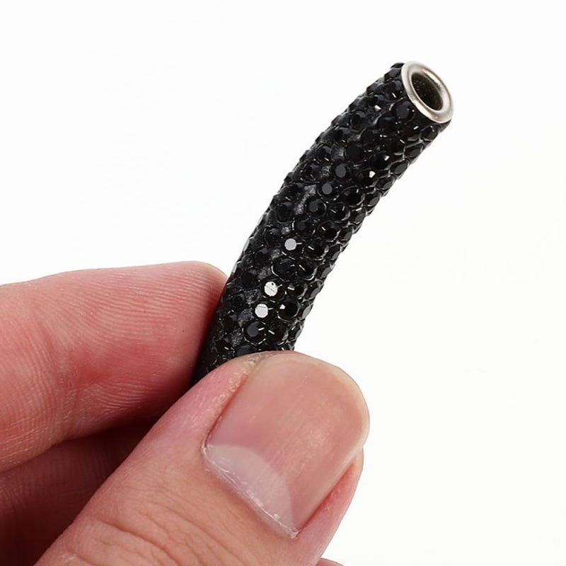 STOBAZA Rhinestone Black Metal Tube Spacer Beads 6pcs 40mm For Jewelry Making - Image 4