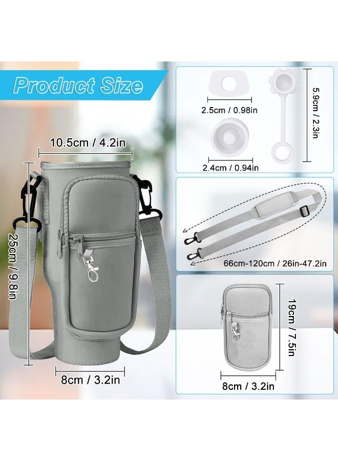 Fekra Water Bottle Holder Bag for Stanley Tumbler, Bag for Stanley Cup with Mobile Phone Pocket, Adjustable Shoulder Strap, Straw Cover, Stanley Cup Accessories Bag for Travel, Hiking, Running, Cycling - Image 2