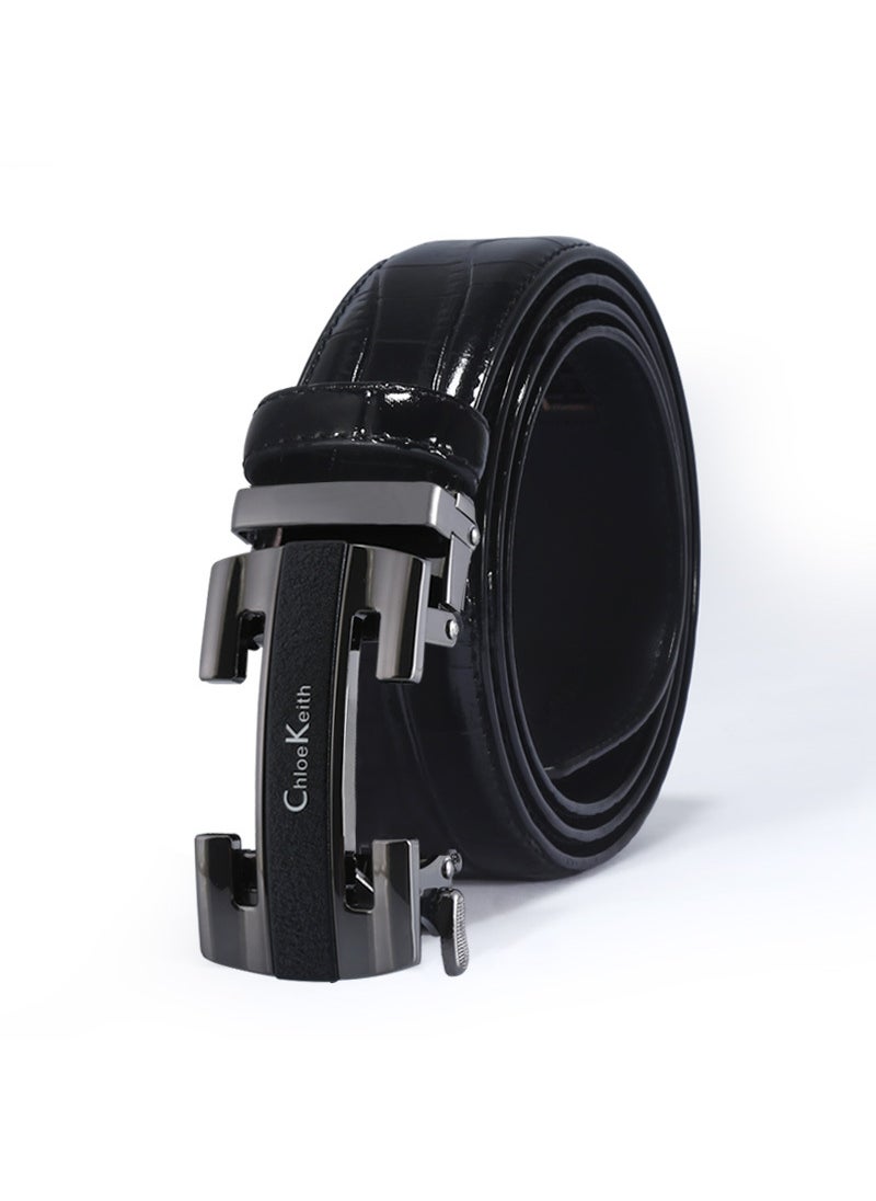 Generic Explosive counter belt men's leather business crocodile pattern automatic buckle cowhide belt gift casual pants belt wholesale  - Image 1