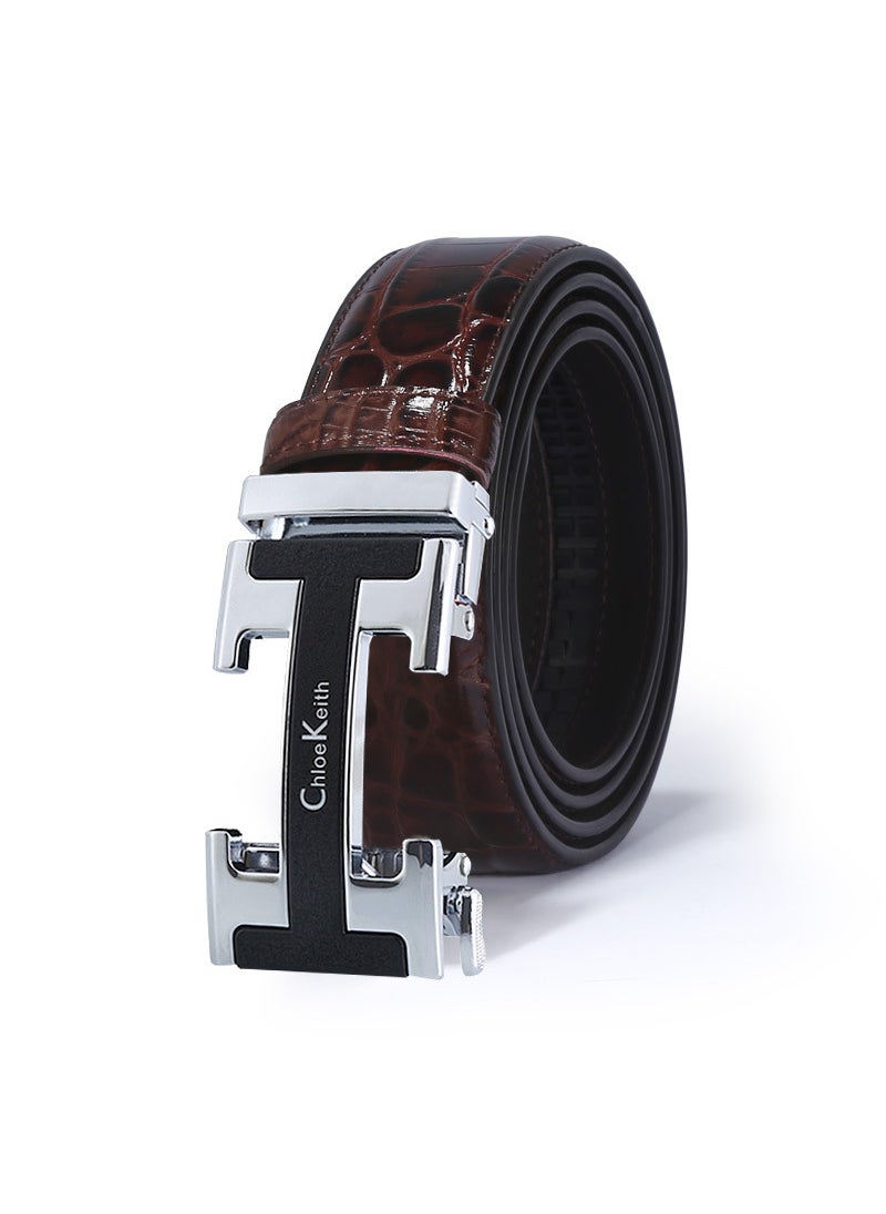 Generic Explosive counter belt men's leather business crocodile pattern automatic buckle cowhide belt gift casual pants belt wholesale  - Image 2