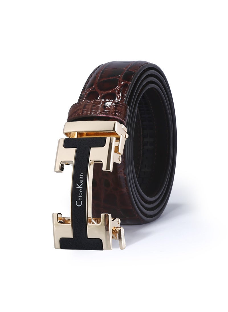 Generic Explosive counter belt men's leather business crocodile pattern automatic buckle cowhide belt gift casual pants belt wholesale  - Image 3