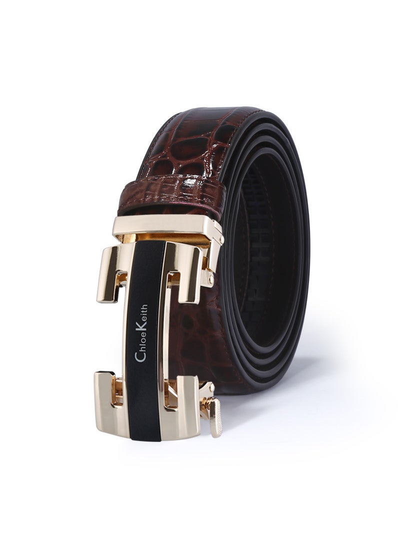 Generic Explosive counter belt men's leather business crocodile pattern automatic buckle cowhide belt gift casual pants belt wholesale  - Image 5