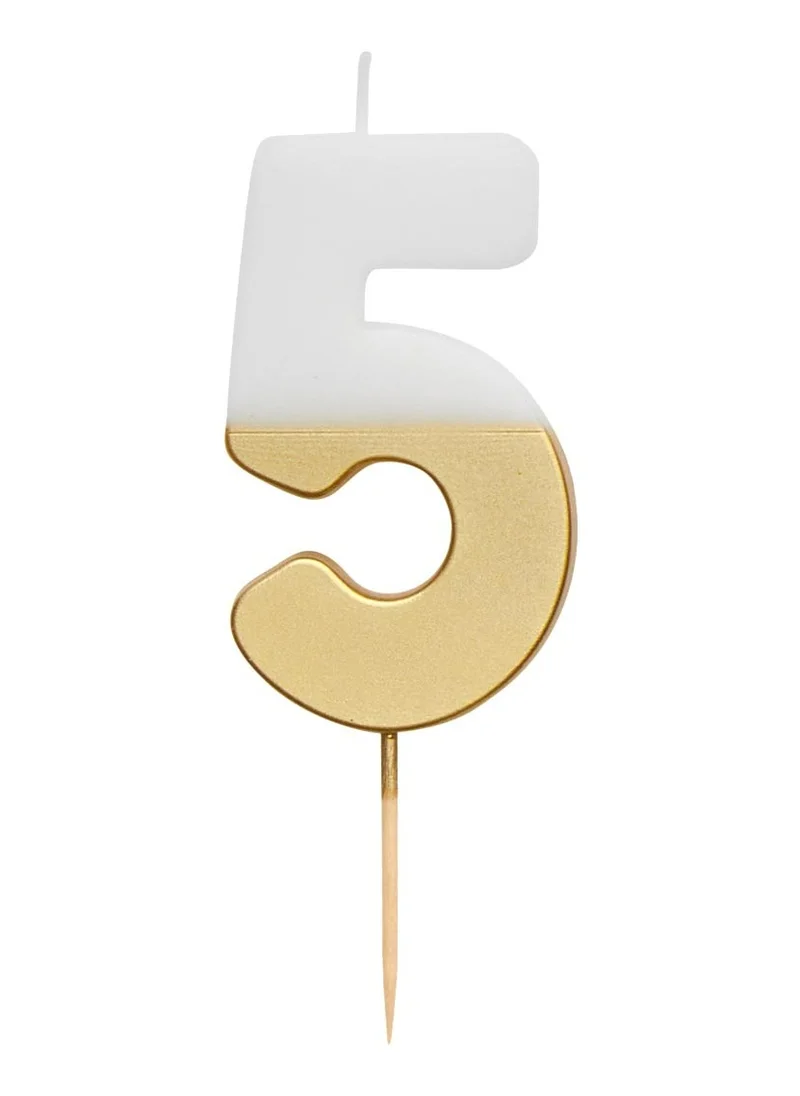 توكينج تيبلز We Heart Birthdays Number Candle 5, Gold.