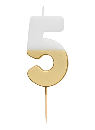 Talking Tables We Heart Birthdays Number Candle 5, Gold.