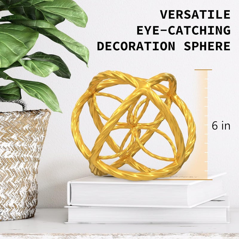 Everydecor Decorative Sphere for Home Decor - Trendy Gold, Hand Painted, Modern Decorative Balls for Living Room, Bedroom, Kitchen, Bathroom, Office - Table Decorative Orbs for Centerpiece - Image 3